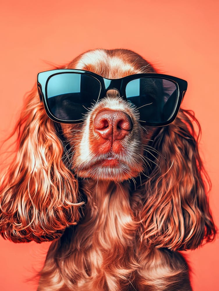 Dog In Sunglasses.Generated AI. Wall