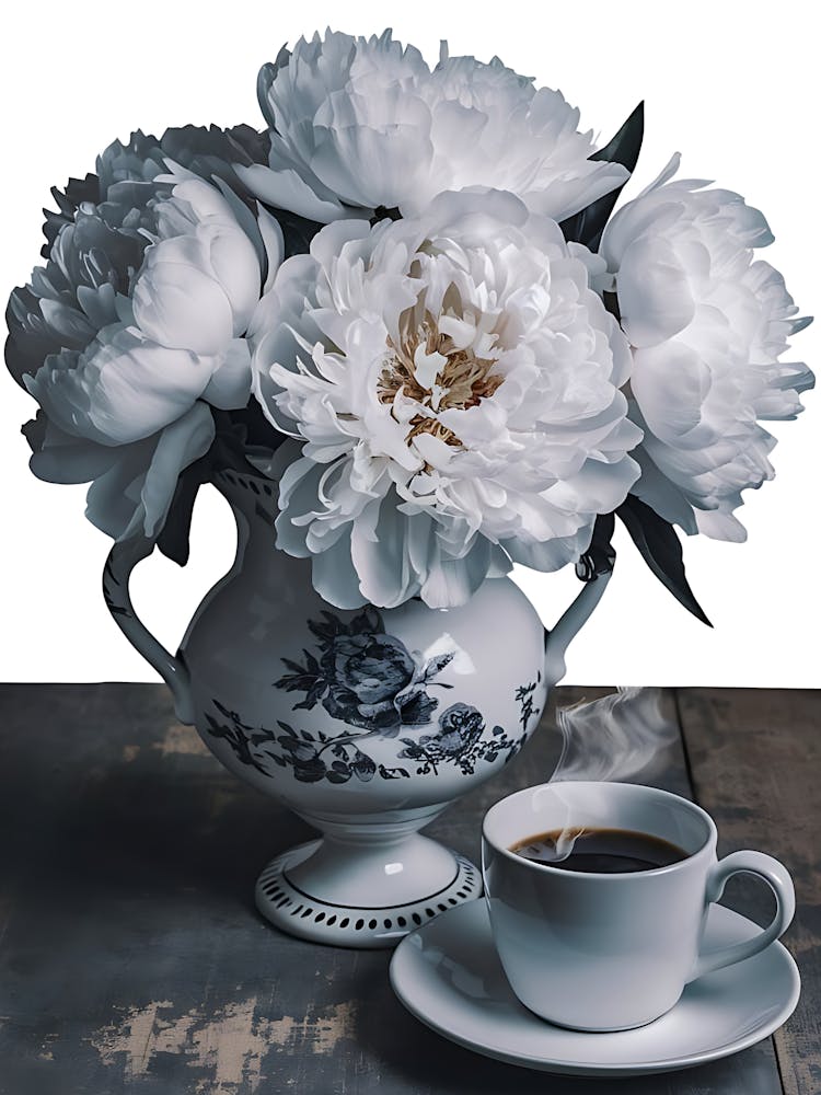 White Peonies In A Vase
