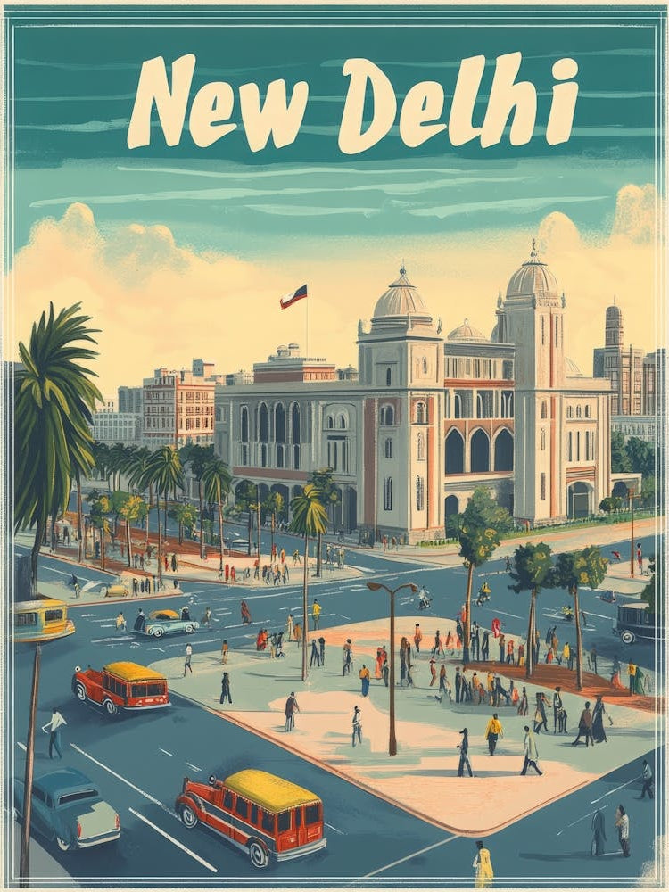 Aihrgdesign A Mid Century Modern Travel Poster For New Delhi 2