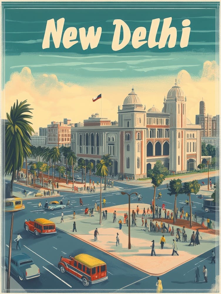 Aihrgdesign A Mid Century Modern Travel Poster For New Delhi 2