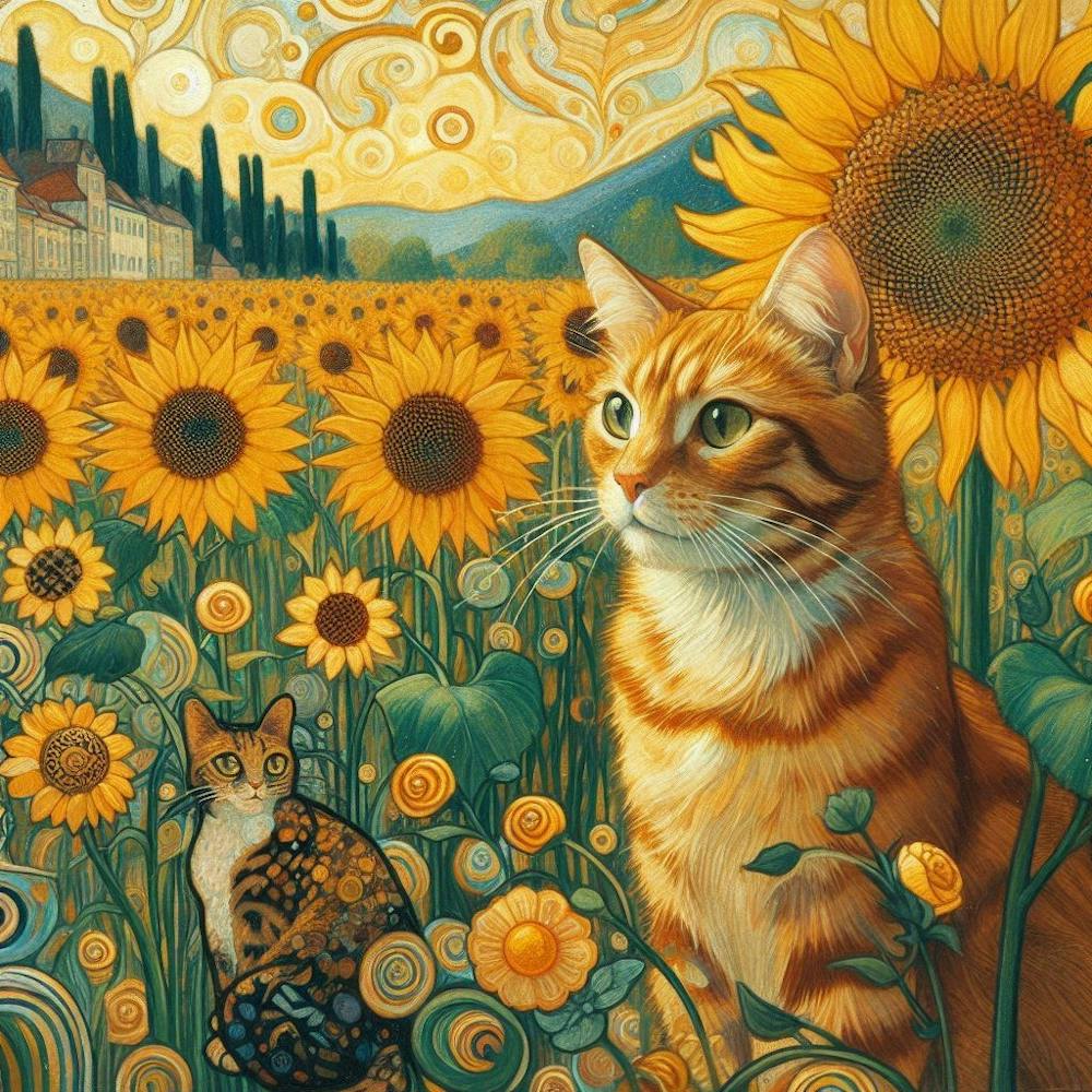 gustav klimt sunflowers in the meadow art 1