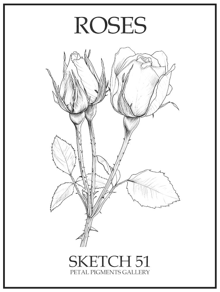 Roses Sketch 51 Poster