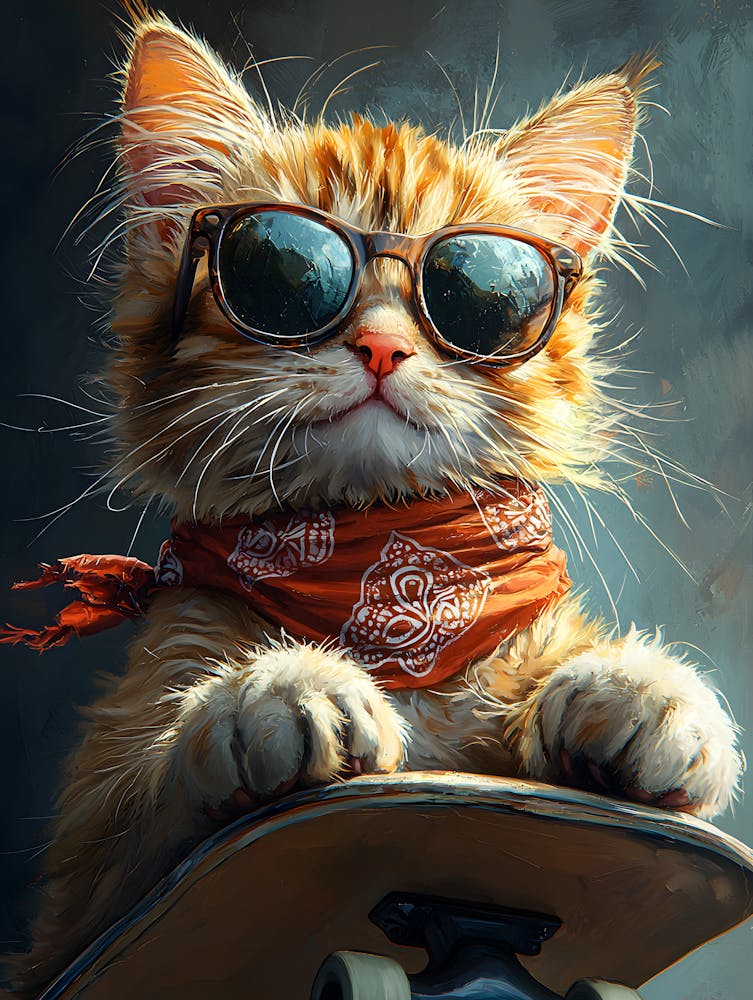 Cool Cat Riding Skateboard 6