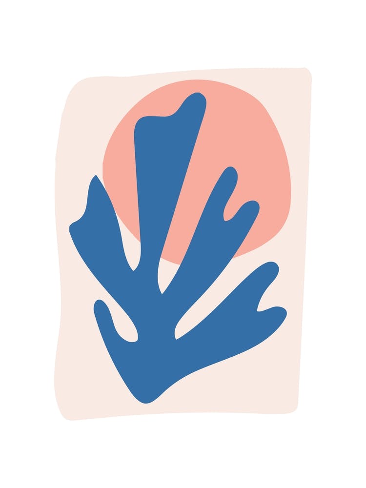 Matisse Inspired, Blue And Blush Pink Leaf Cutout