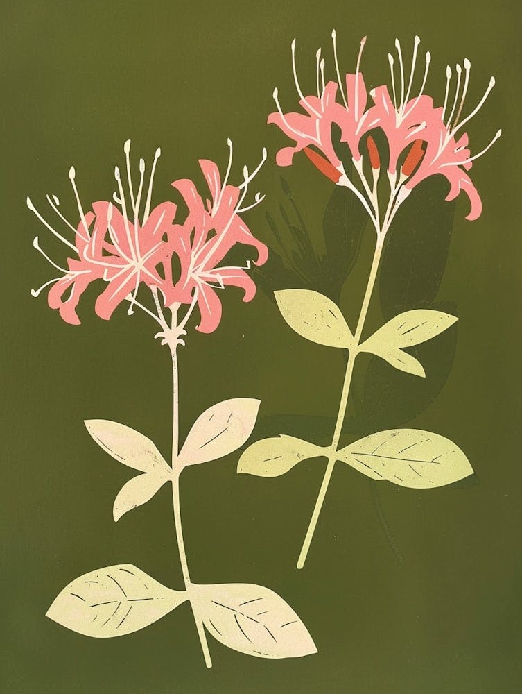 Pink & Green Honeysuckle 1
