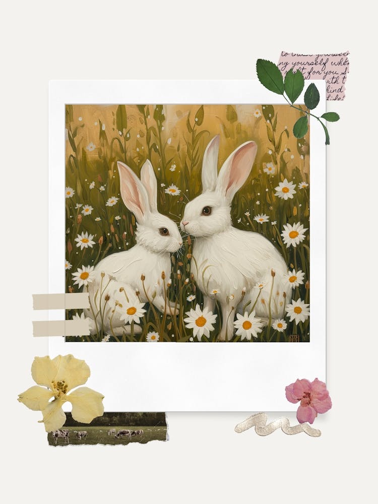 Scrapbook White Rabbits Fairycore Painting 2