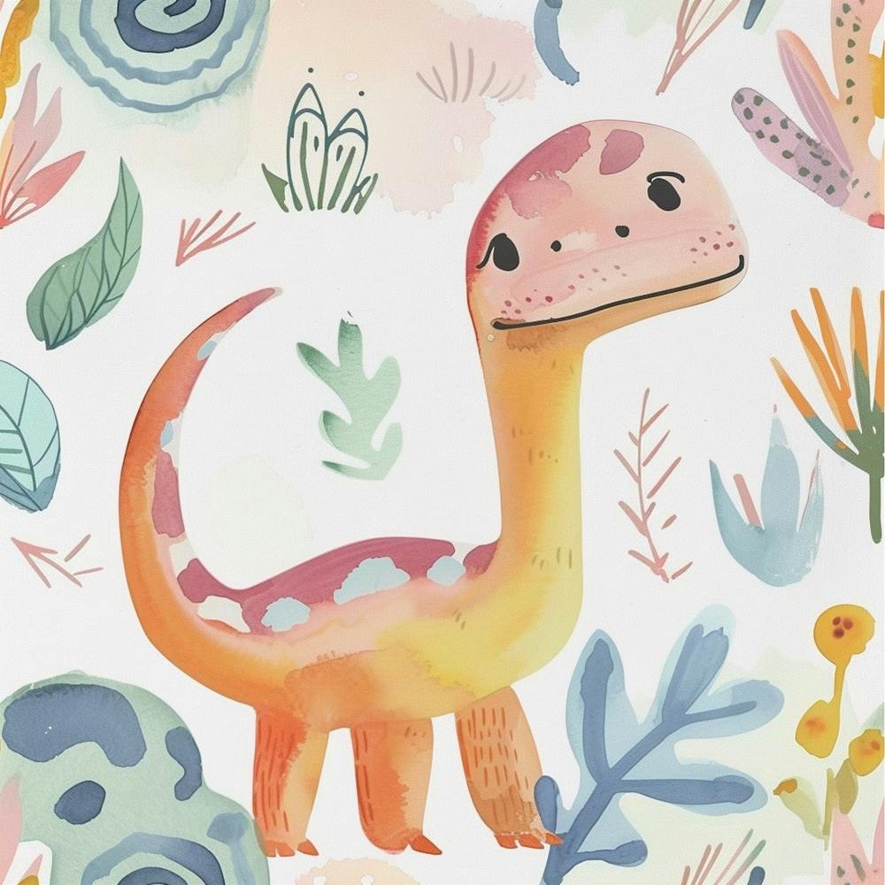 Cute Muted Pastels Deinonychus Dinosaur   2