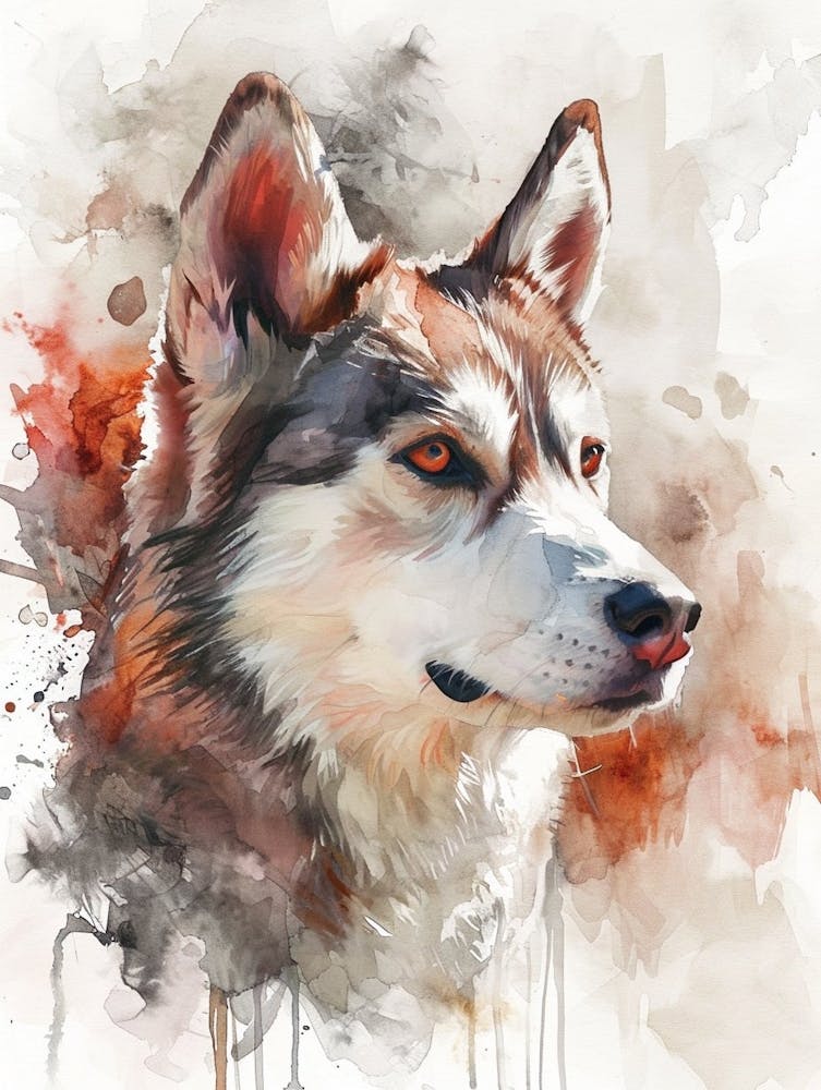Siberian Husky Watercolor Painting 1