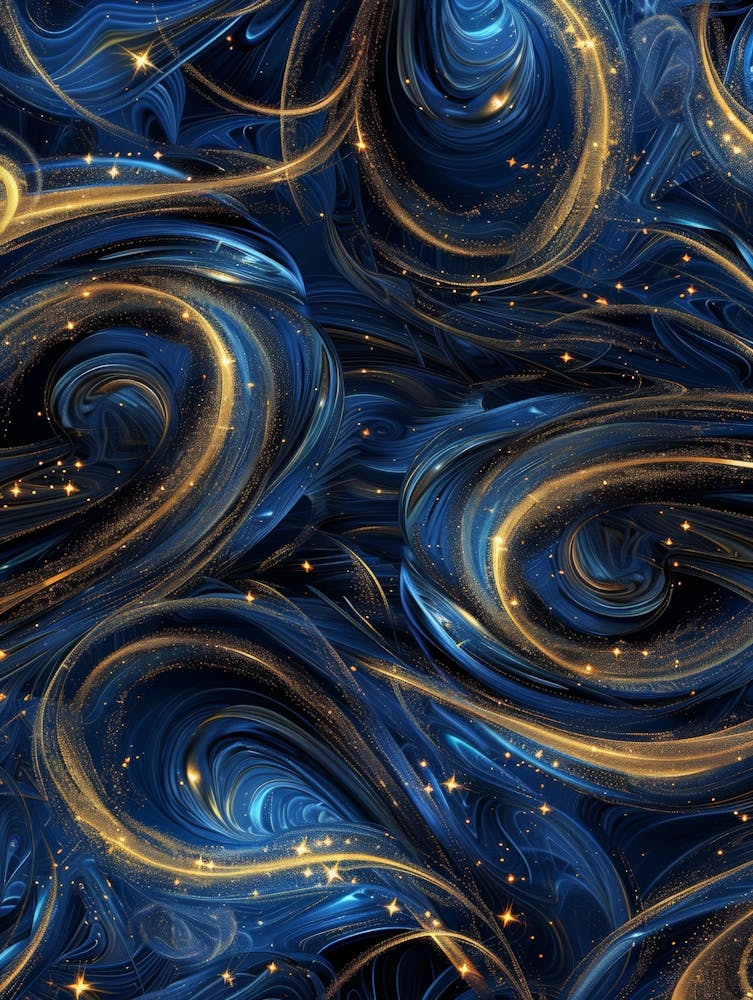Blue And Gold Swirls 3