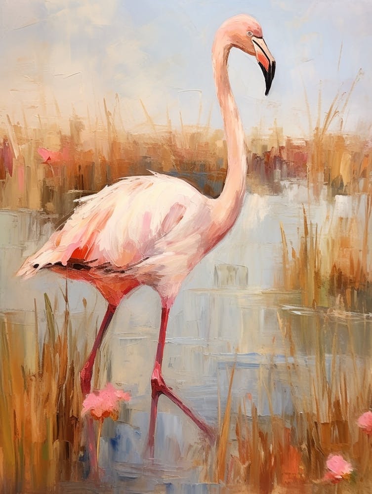 Bird Painting Greater Flamingo 1