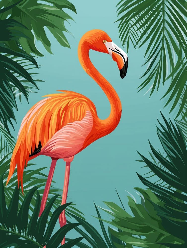 Greater Flamingo Yucatan Peninsula Mexico Tropical Illustration 5