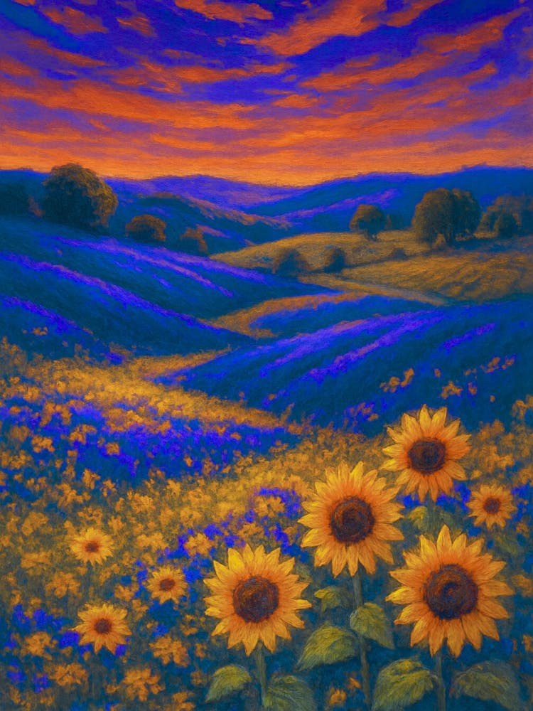 Sonnenblumen bei Sonnenuntergang 1