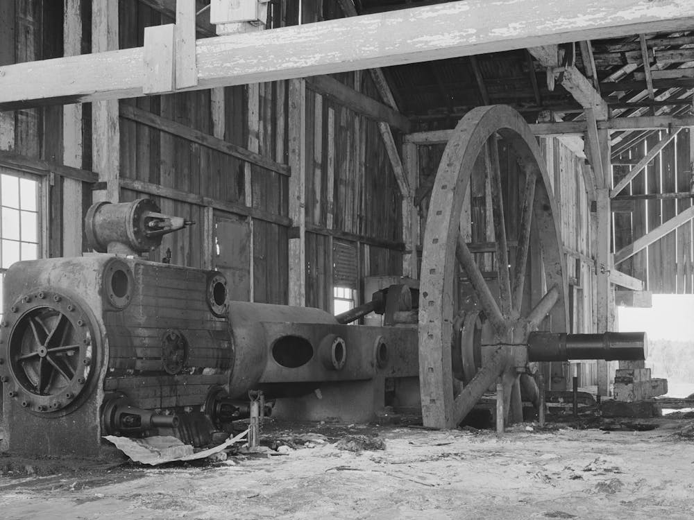 Old Engine In Abandoned Sugar Mill Near Gibson, Louisana By Russell Lee
