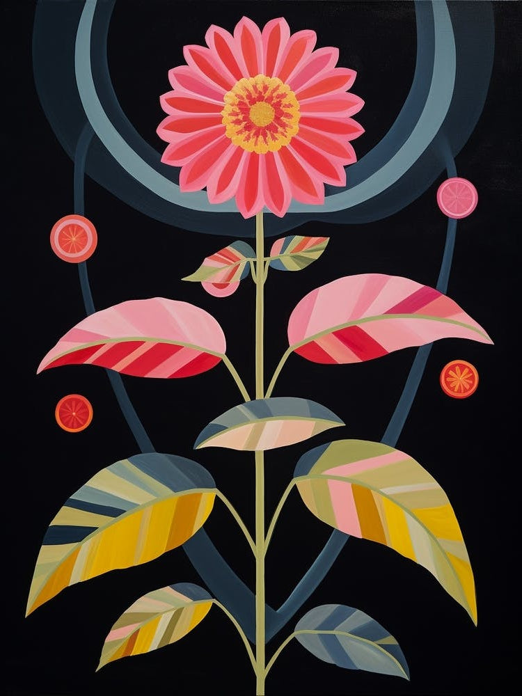 Zinnia 1 Hilma Af Klint Inspired Flower Illustration