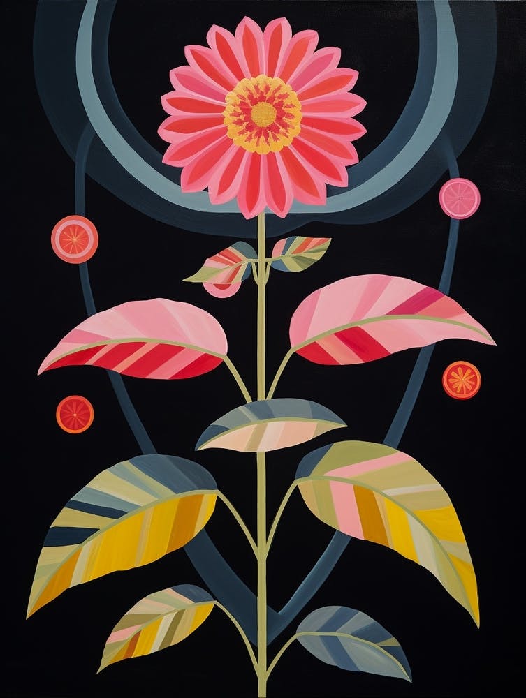 Zinnia 1 Hilma Af Klint Inspired Flower Illustration
