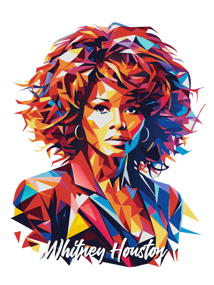 Whitney Houston 01 Portrait Music Icon WPAP Pop Art Style