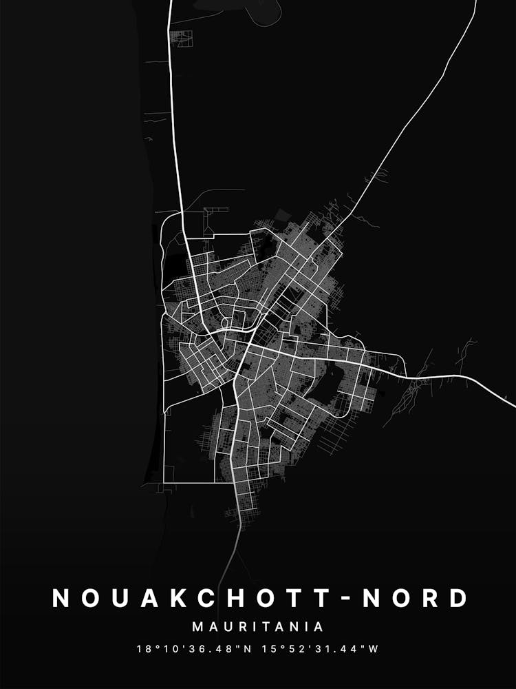 Nouakchott Nord Mauritania Black Map