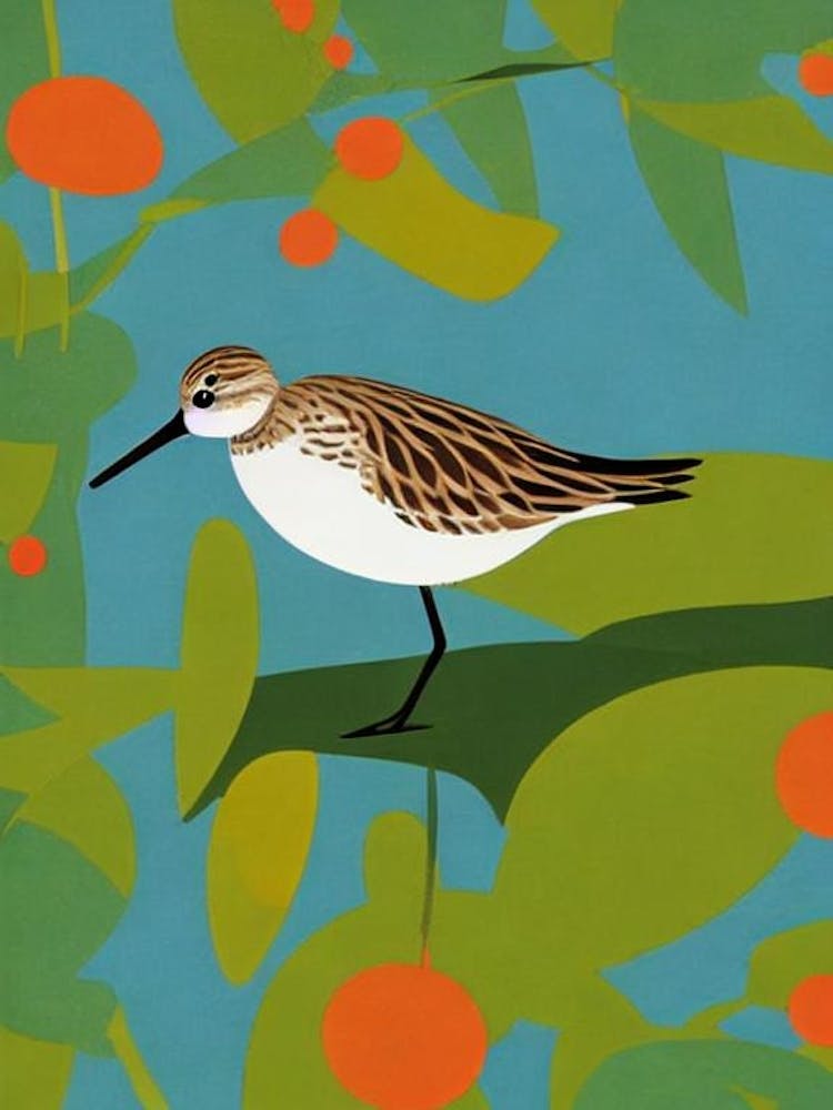 Dunlin Midcentury Illustration Bird