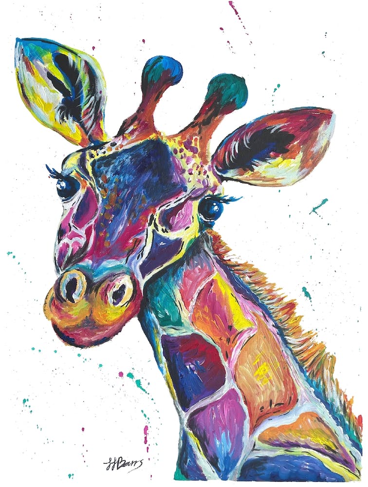 Colourful Giraffe painting
