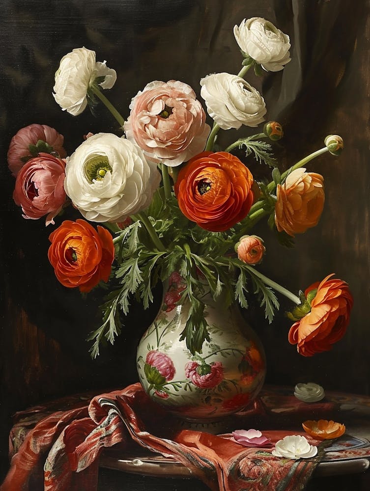 Baroque Floral Still Life Ranunculus 2