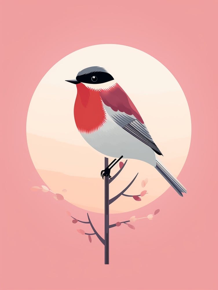 Minimalist European Robin 2 Illustration