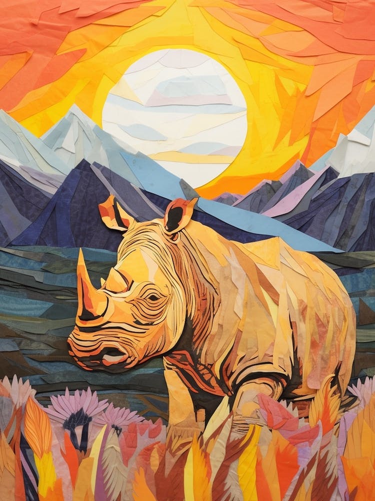 Rhino With The Sun Patchwork 1