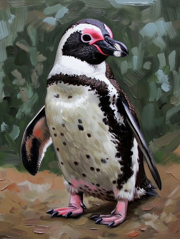 African Penguin Robben Island Oil Painting 1