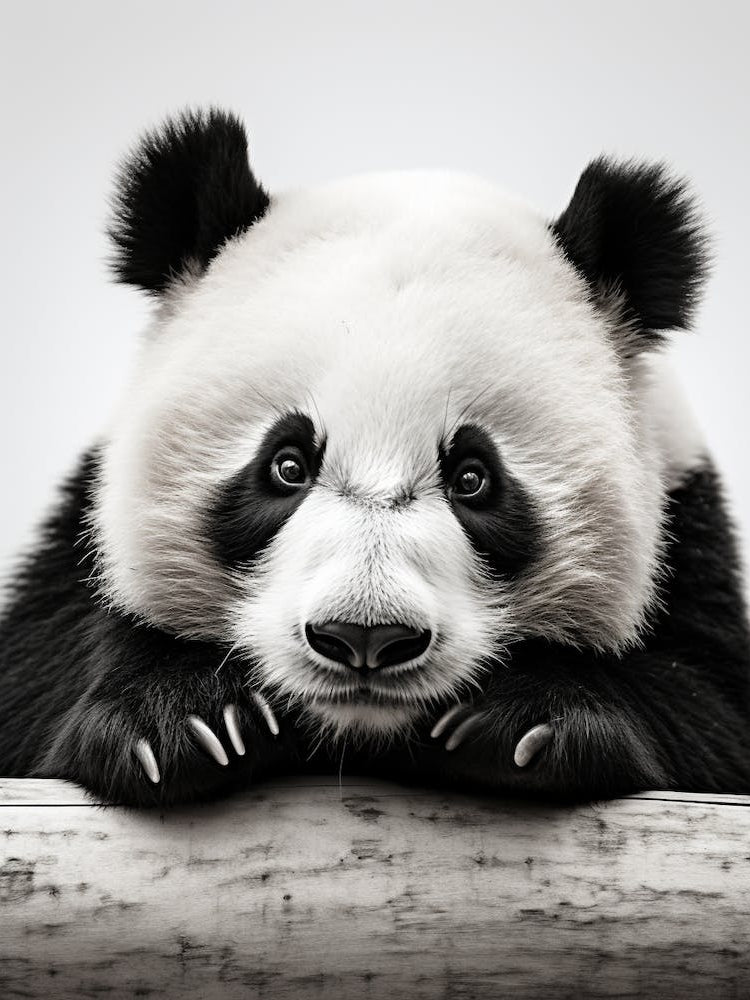 Black And White Photograph Of A Panda