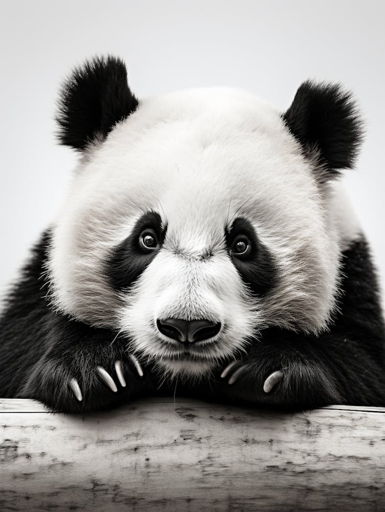 Black And White Photograph Of A Panda