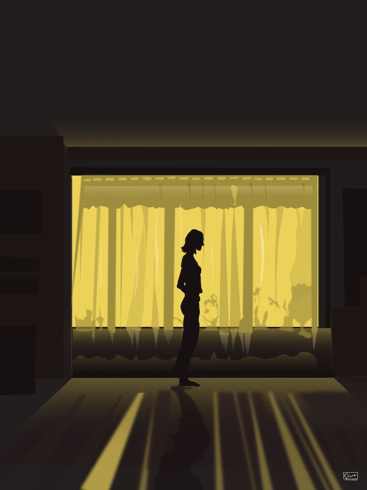 Silhouette Of A Woman At Golden Hour