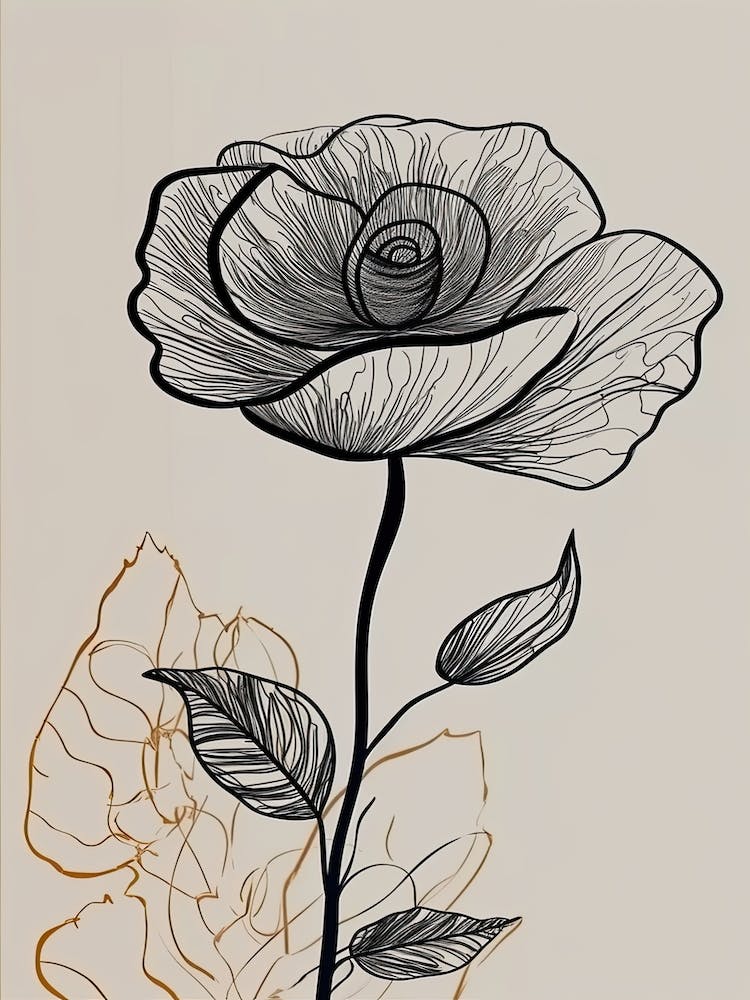 Illustration de fleurs roses en art linéaire neutre 17