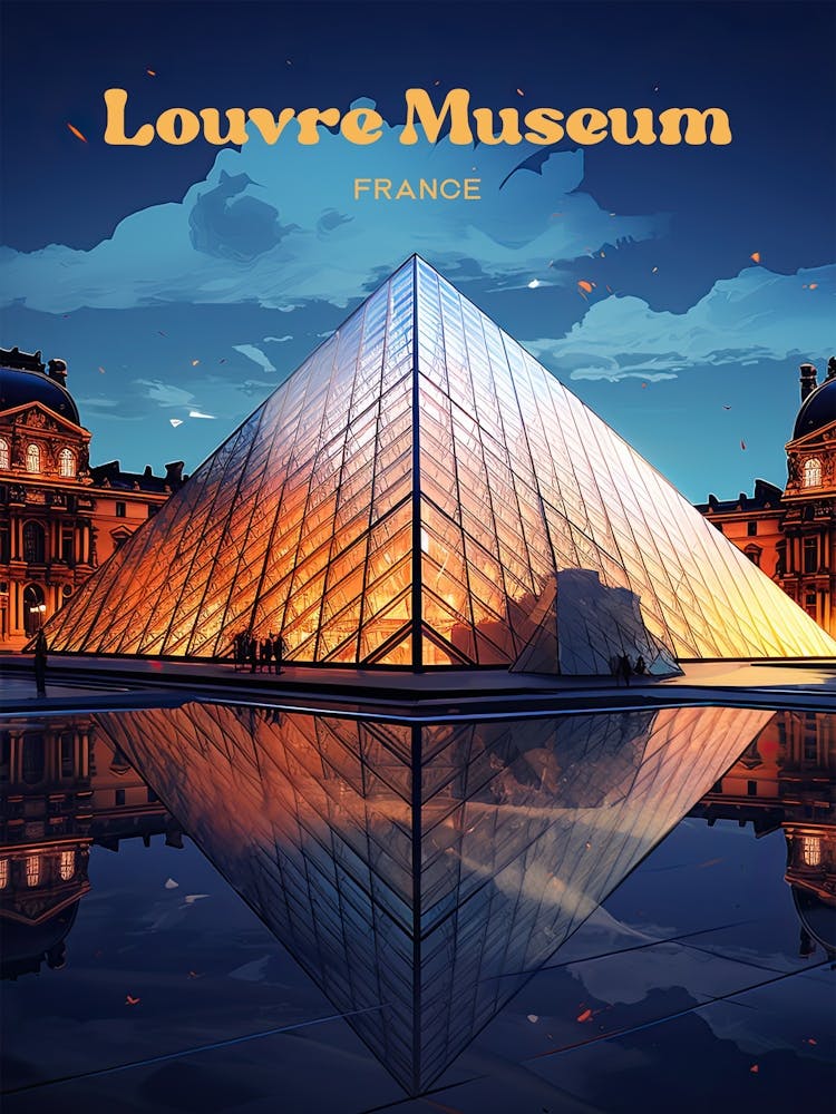 The Louvre Art Museum Digital Travel Illustration