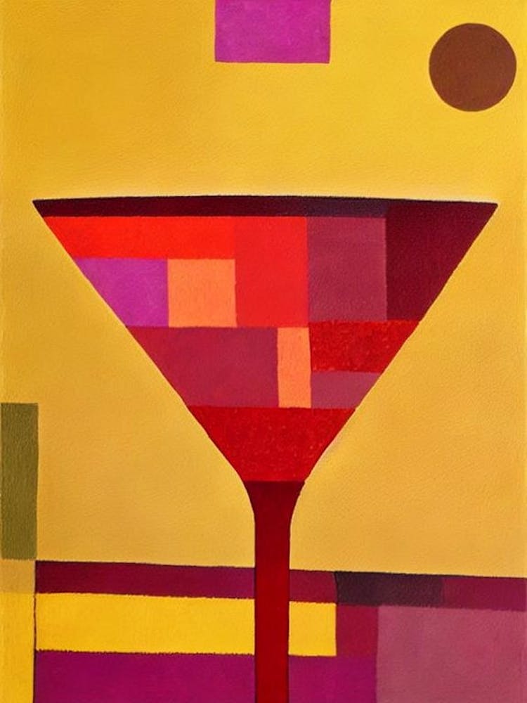 Rosé Champagne Paul Klee Inspired Abstract Cocktail Poster