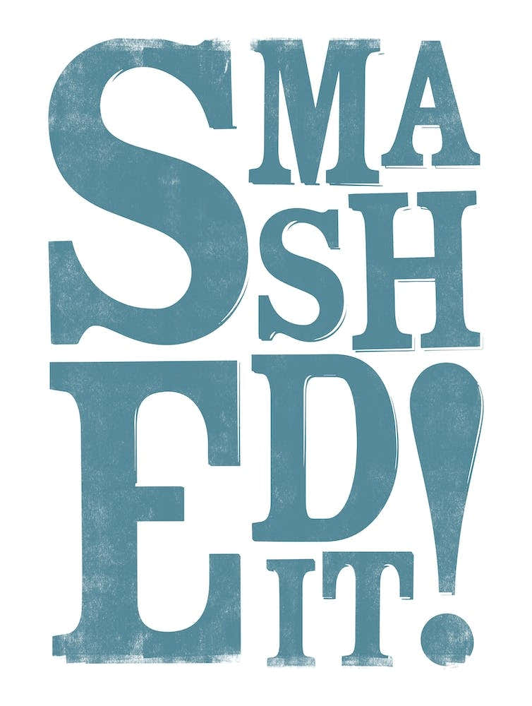 Smashed It typography in blue