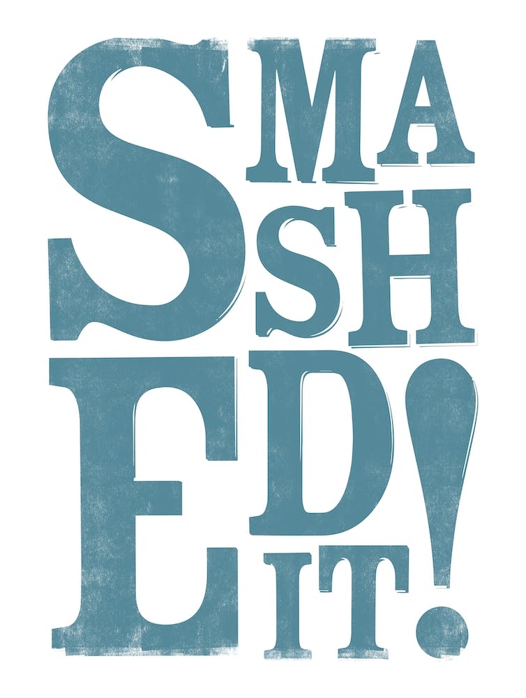 Smashed It typography in blue
