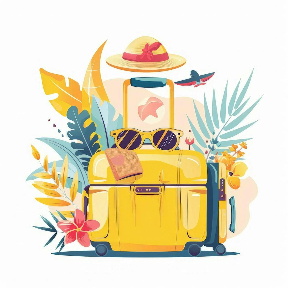 Yellow Suitcase With Flowers