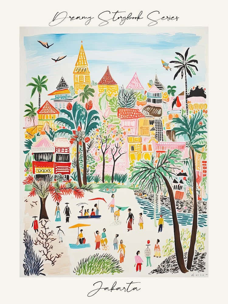 Poster Of Jakarta, Dreamy Storybook Illustration 4