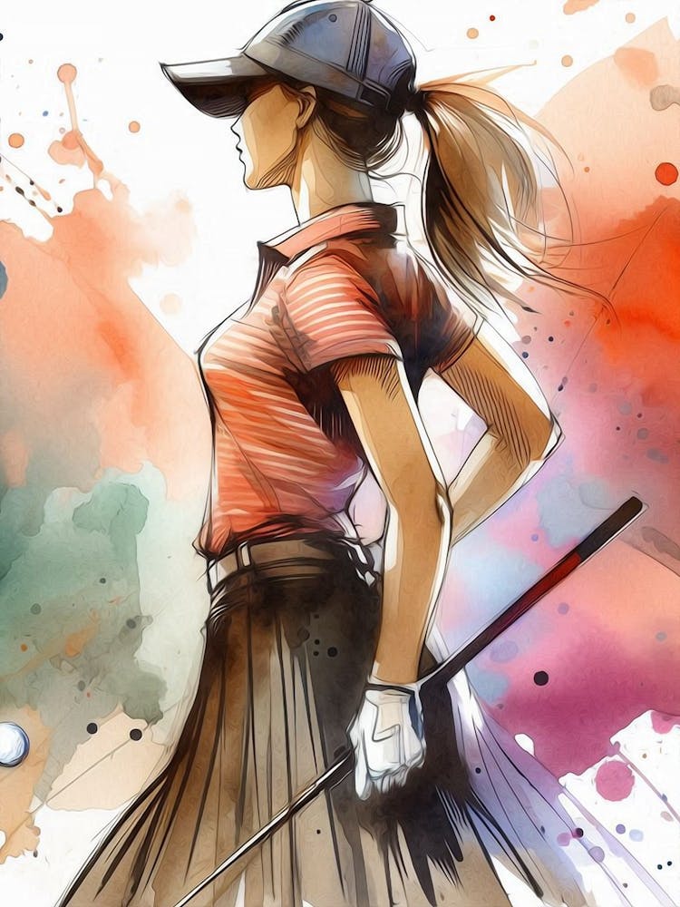 Golfer Girl Water Color