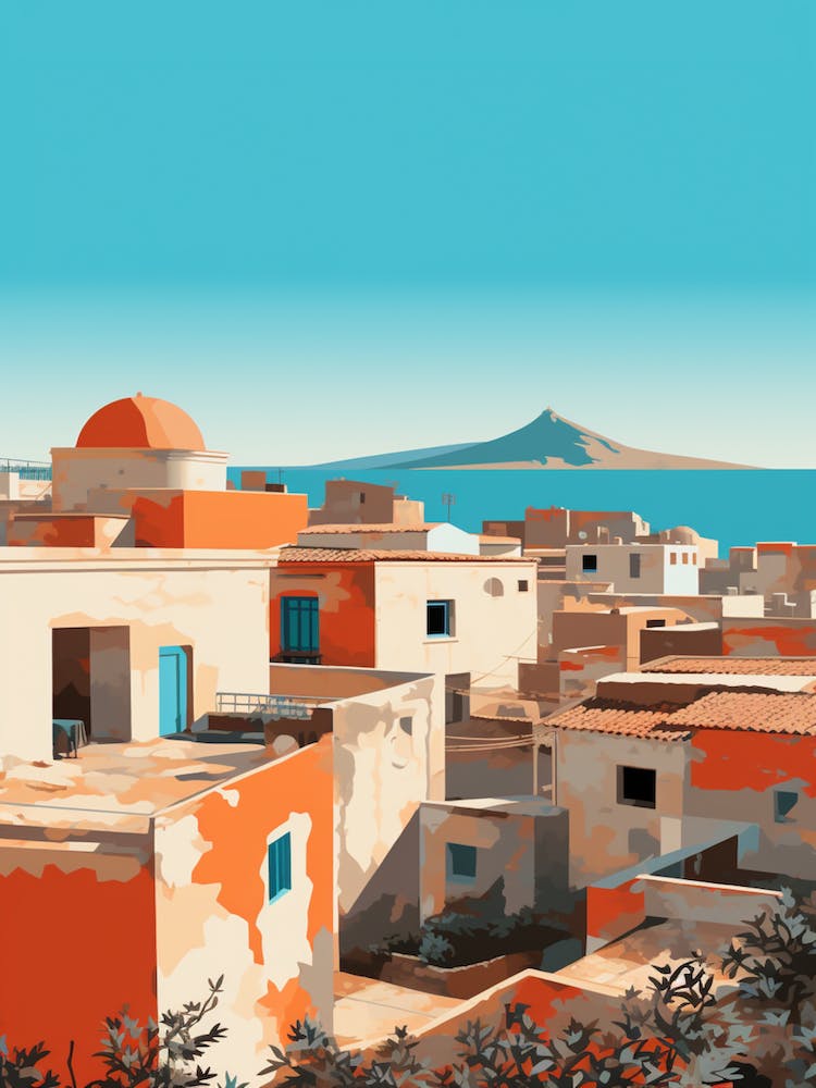 Abstract Illustration Of Spiaggia Di Tuerredda Sardinia Italy Orange Hues 2