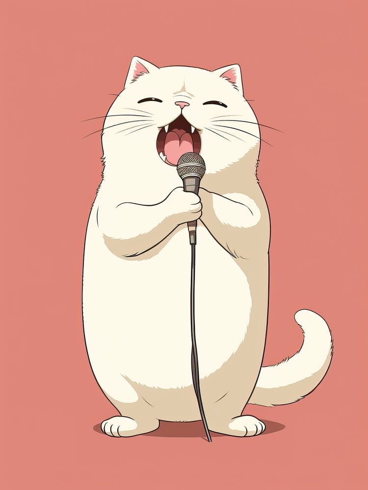 Kawaii Cat Drawings Singing 4