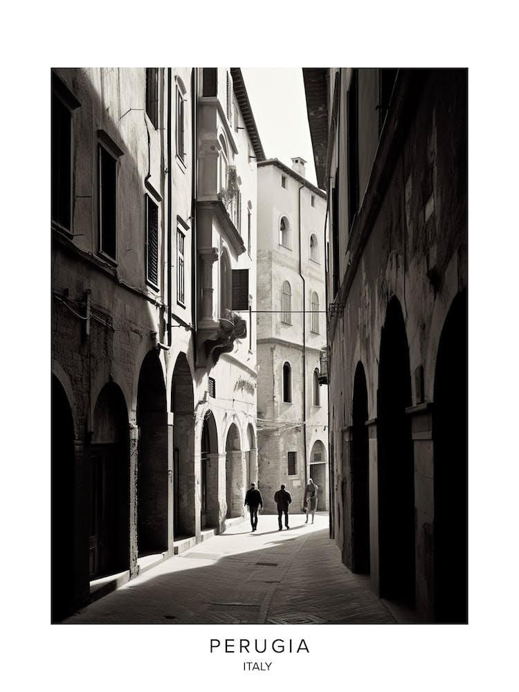Poster Of Perugia, Italy, Black And White Analogue Photography 2