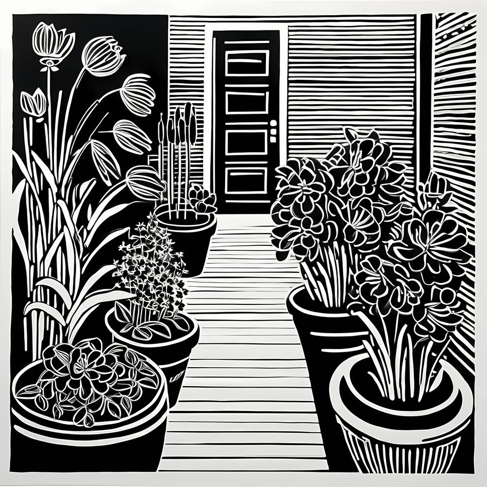 Lion cut inspired Black and white Garden plants & flowers art, Gardening art, Garden 217