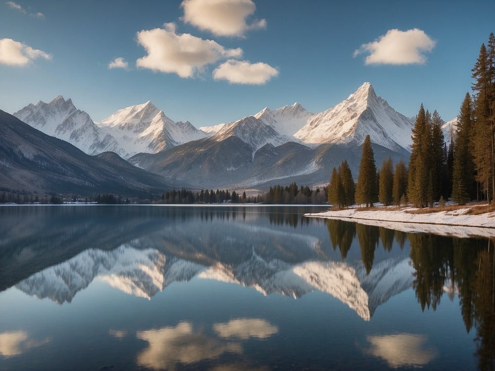Default Depict The Serene Beauty Of A Tranquil Lake Reflecting