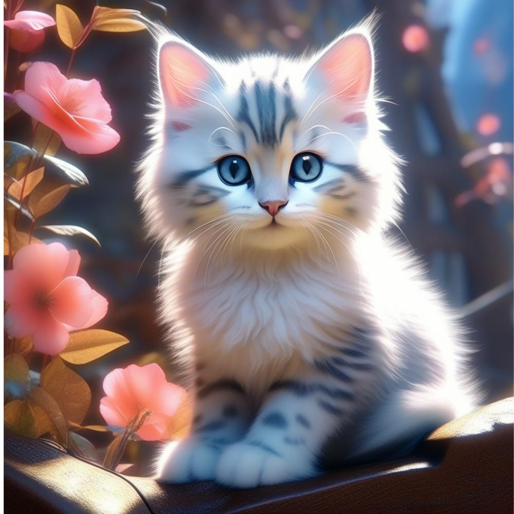 Little Kitten With Blue Eyes