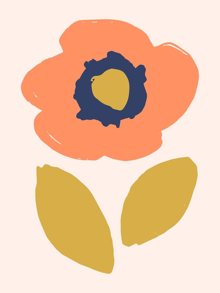 Peach Blue Large Scale Abstract Flower