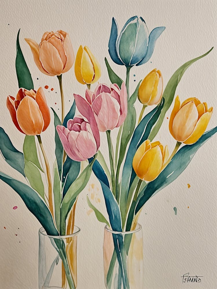 Watercolor Tulips
