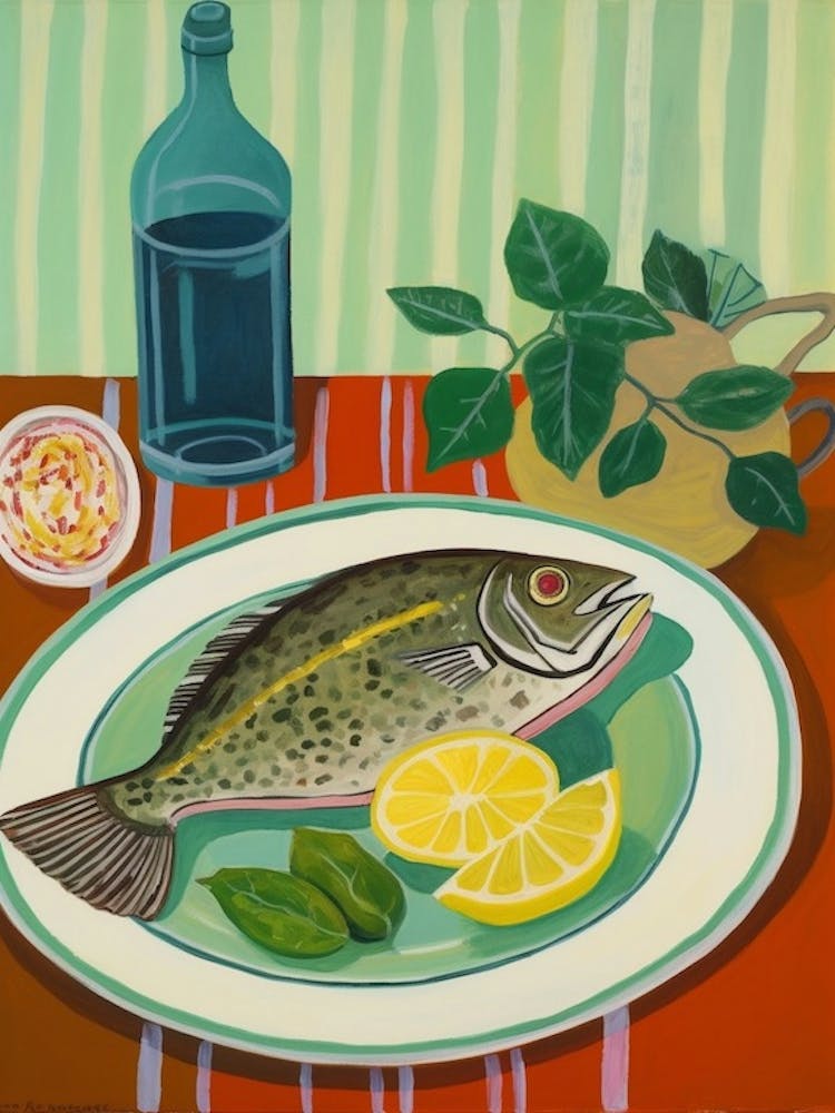 Flounder Italian Still Life Painting