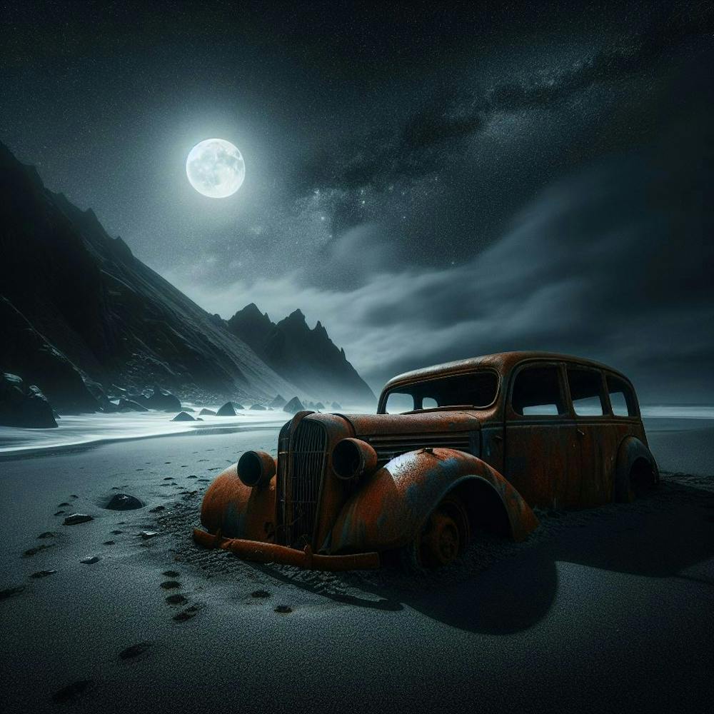 Abandoned Car In The Sand