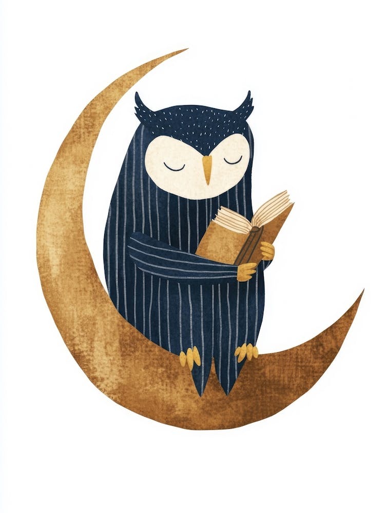 Kids Owl on the moon