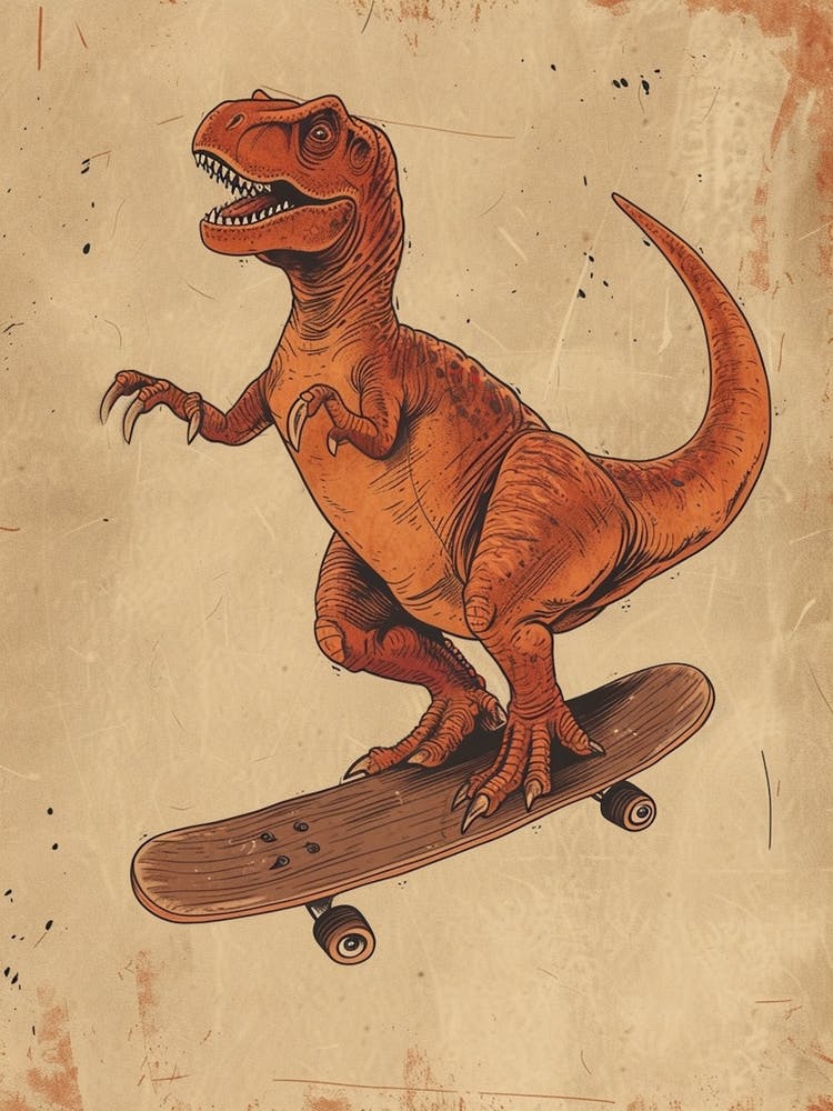 Vintage Othnielia Dinosaur On A Skateboard 1
